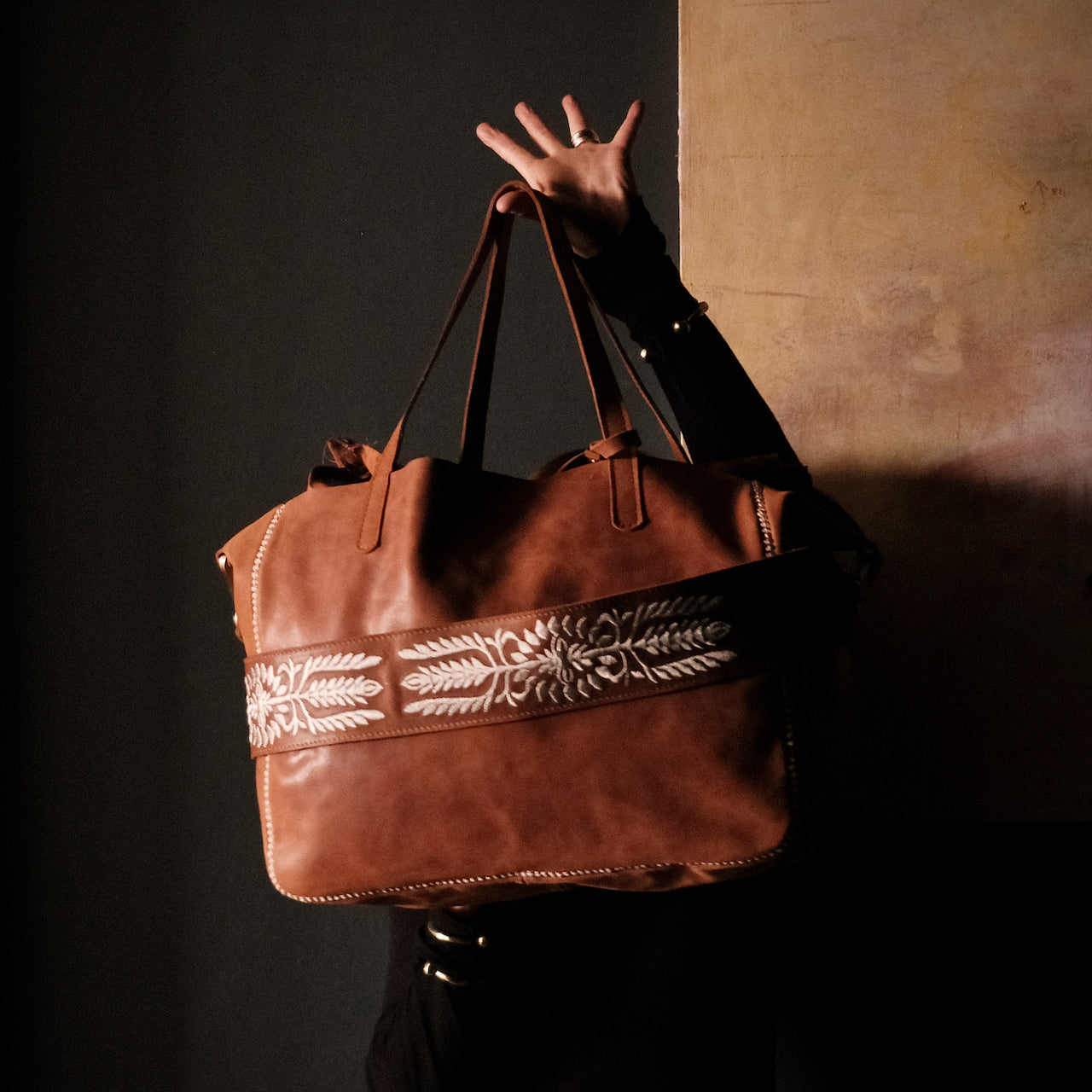 Ogda Shoulder Bag - Black with Olive Macrame Strap – Hamimi