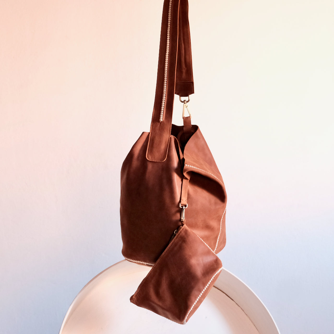 Cognac bucket bag sale