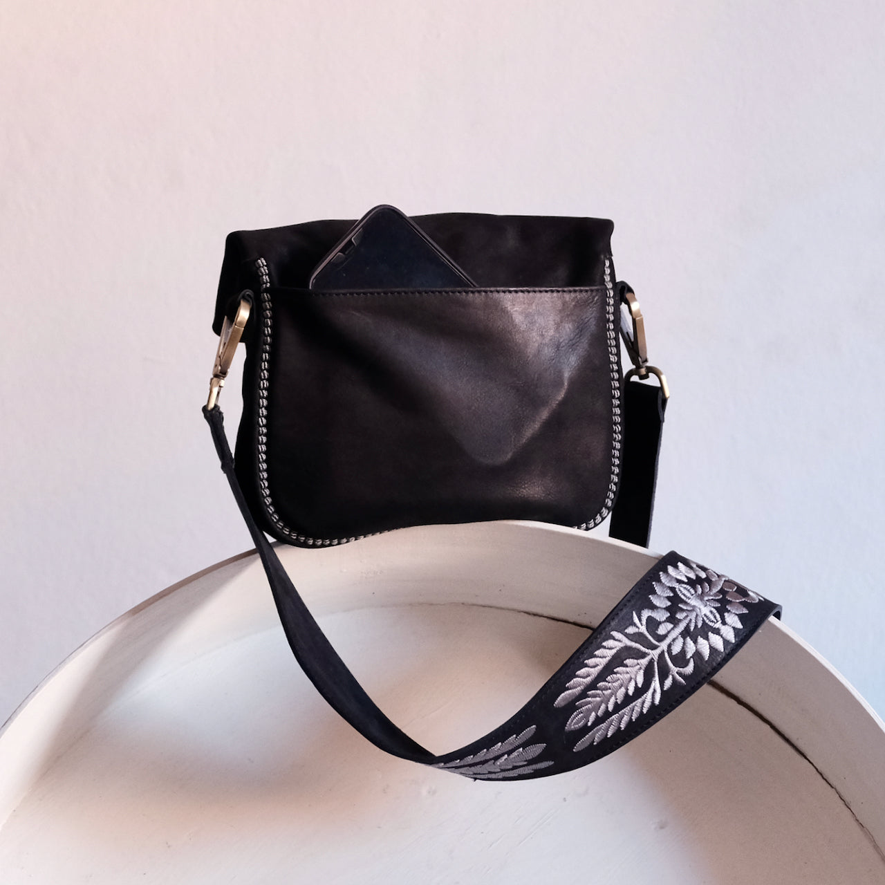 Sarma Saddle Bag Black Leather Hamimi